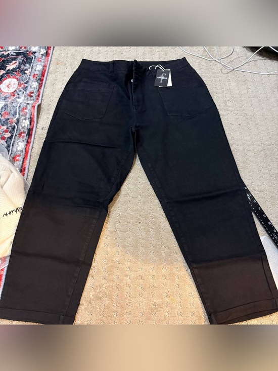 Flamingals Denim - Flamingals Straight Leg High Rise Solid Dual Pants 3XL FG29-13